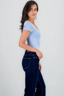 Body manga corta escote cuadrado