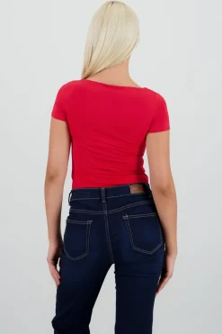 Body manga corta escote cuadrado