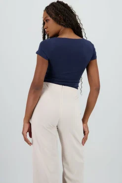 Body manga corta escote cuadrado