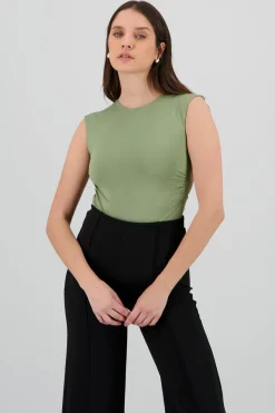 Body manga corta escote espalda