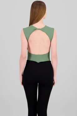 Body manga corta escote espalda