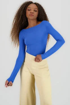 Body manga larga doble tela cuello barco