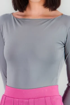 Body manga larga doble tela cuello barco