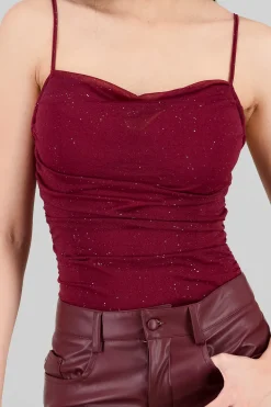 Bodysuit con cuello cascada de brillos