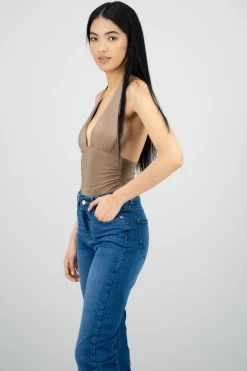 Bodysuit halter escote v