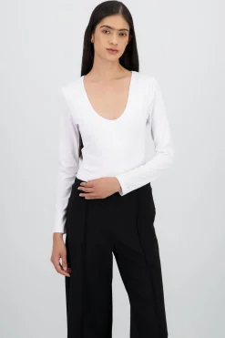 Bodysuit manga larga cuello redondo