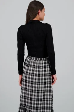 Bodysuit manga larga cuello polo textura