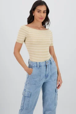 Bodysuit rayas hombro descubierto