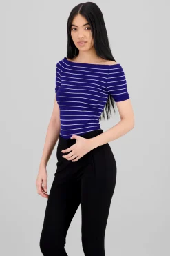 Bodysuit rayas hombro descubierto