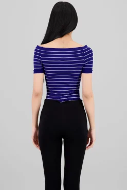 Bodysuit rayas hombro descubierto