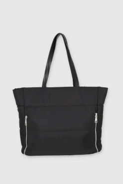 Bolso Tote Capitonado Cremalleras