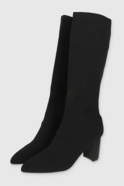 Bota Alta Tejida Tacón Bloque