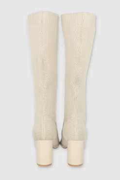 Bota Alta Tejida Tacón Bloque