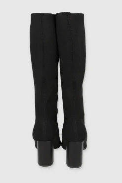 Bota Alta Tejida Tacón Bloque