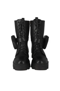 Bota combat larga con monedero