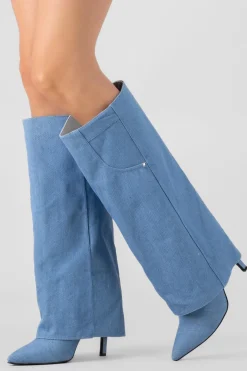 Bota funda denim trabillas