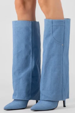 Bota funda denim trabillas