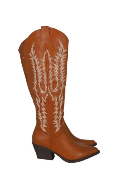 Bota larga vaquera costura contrastes