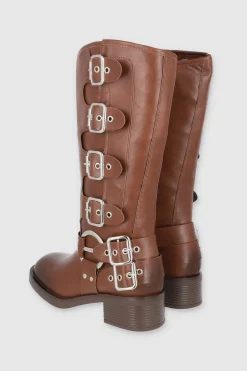 BOTA MOTERA 6 HEBILLAS TIRAS ARO