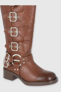 BOTA MOTERA 6 HEBILLAS TIRAS ARO