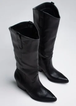 Bota vaquera larga gamuza