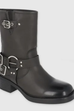 Botín motero hebillas tiras aro