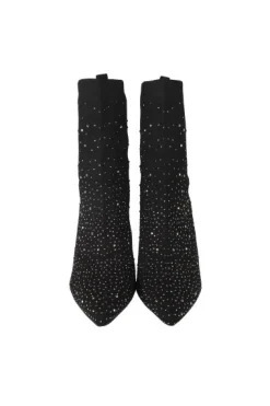 Botín puntal tejido brillos