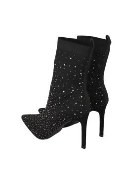 Botín puntal tejido brillos