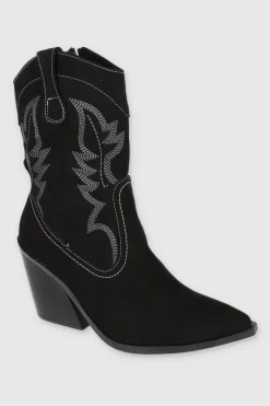 Botín vaquero bordado constraste durazno GAMUCINA