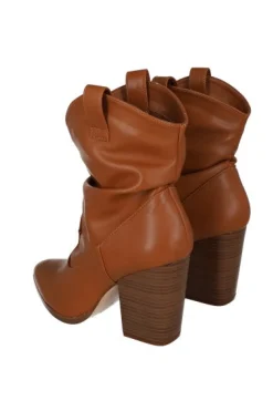 Botín vaquero plisado efecto piel