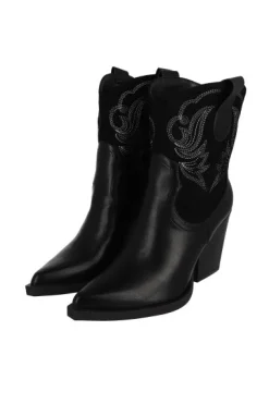 Botín vaquero suede costuras efecto piel