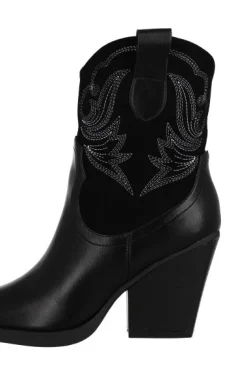 Botín vaquero suede costuras efecto piel