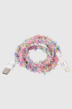 Cable cargador celular peludo color