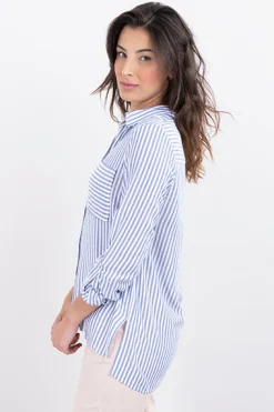 Camisa amplia elevadores manga rayas