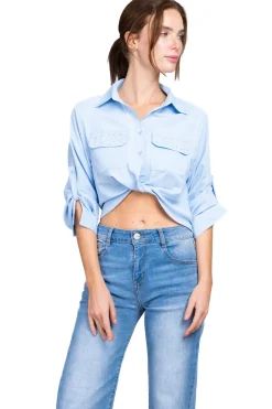 Camisa brillos detalle nudo