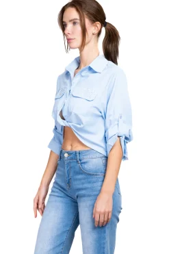 Camisa brillos detalle nudo