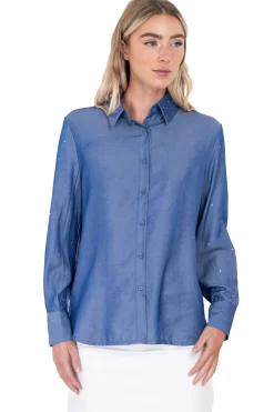 Camisa brillos mangas lisa