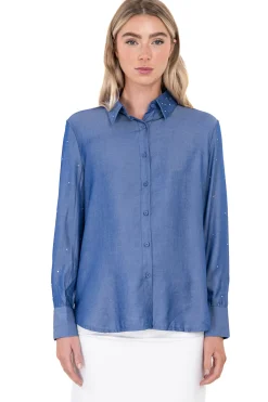 Camisa brillos mangas lisa