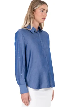 Camisa brillos mangas lisa