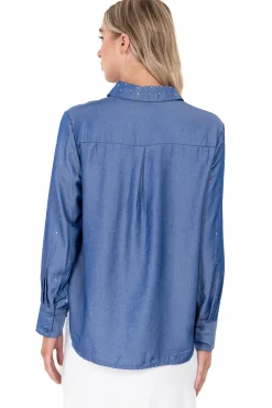 Camisa brillos mangas lisa