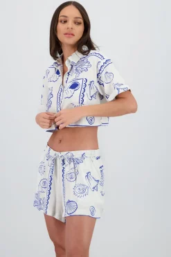 Camisa con mini prints de manga corta