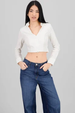 Camisa corta con pinzas liso