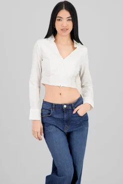 Camisa corta con pinzas liso