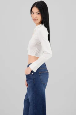 Camisa corta con pinzas liso