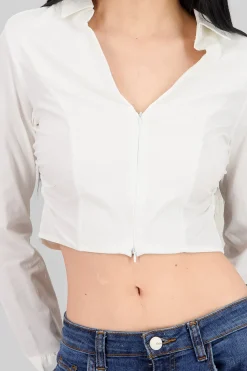 Camisa corta con pinzas liso