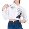 Camisa Crop Amplia Estampado