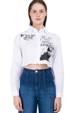 Camisa Crop Amplia Estampado