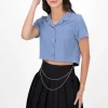 Camisa Crop Amplia Manga Corta