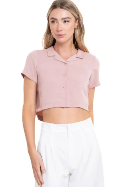 Camisa Crop Amplia Manga Corta