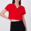 Camisa Crop Amplia Manga Corta